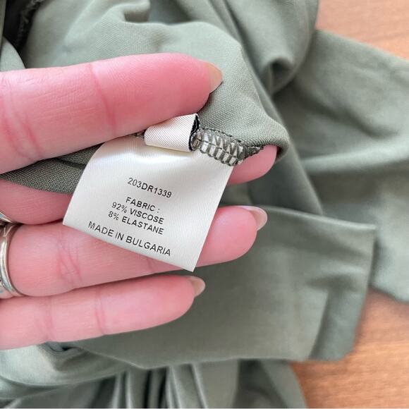 Alexandre Vauthier | Women’s Olive Green Stretch Jersey Gown Maxi Dress Ruched - Picture 10 of 14